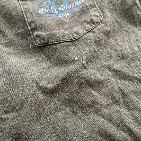 Vintage Harley Davidson motorcycles Las Vegas cafe blue flames graphic shirt - Picture 3 of 4